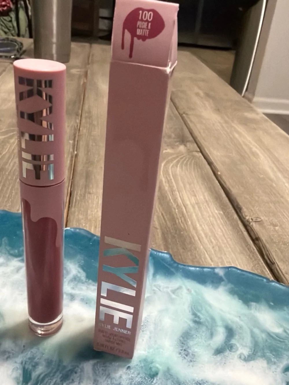 Kylie Cosmetics Lip Gloss - Pink Tube with Rose/Brick Gloss